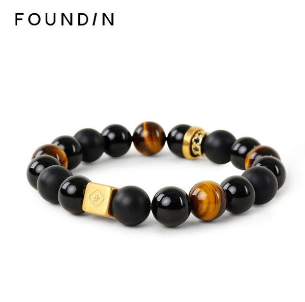 Memory Hall – Vintage Tiger’s Eye & Black Onyx Men’s Bracelet