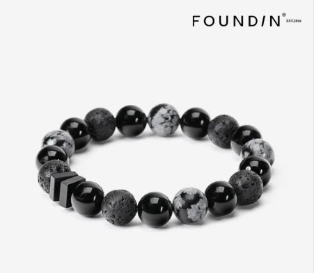 Snowflake Obsidian & Black Onyx Couple Bracelet